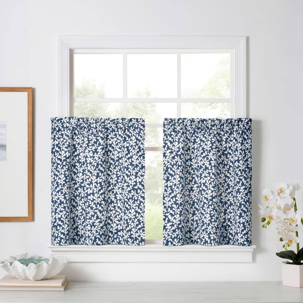Angle. Ellis Curtain - Ellis Curtain Sea Tumble 3" Rod Pocket 100% Cotton Machine Wash and Dry Tailored Valance 50" x 16" Navy - Navy.