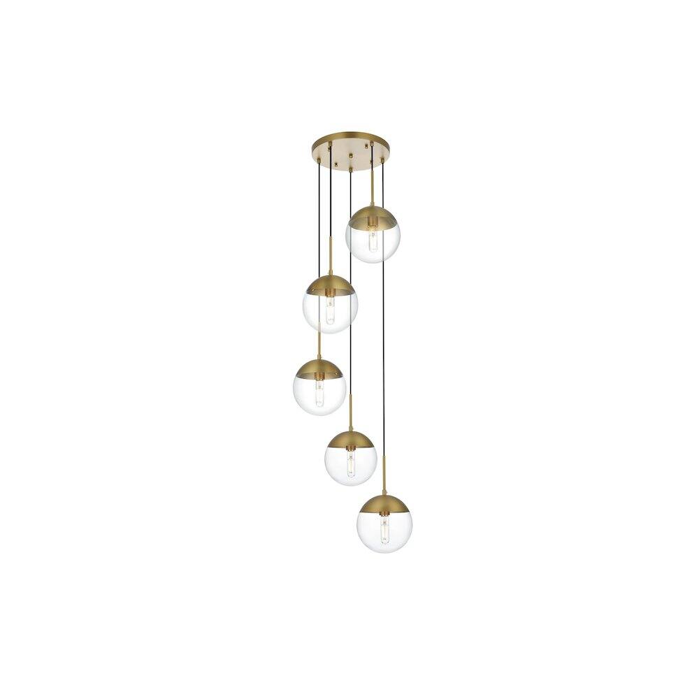 Alt View 1. Living District - Eclipse 18 Inch Pendant Clear Shade in Chrome - Satin Gold And Clear.