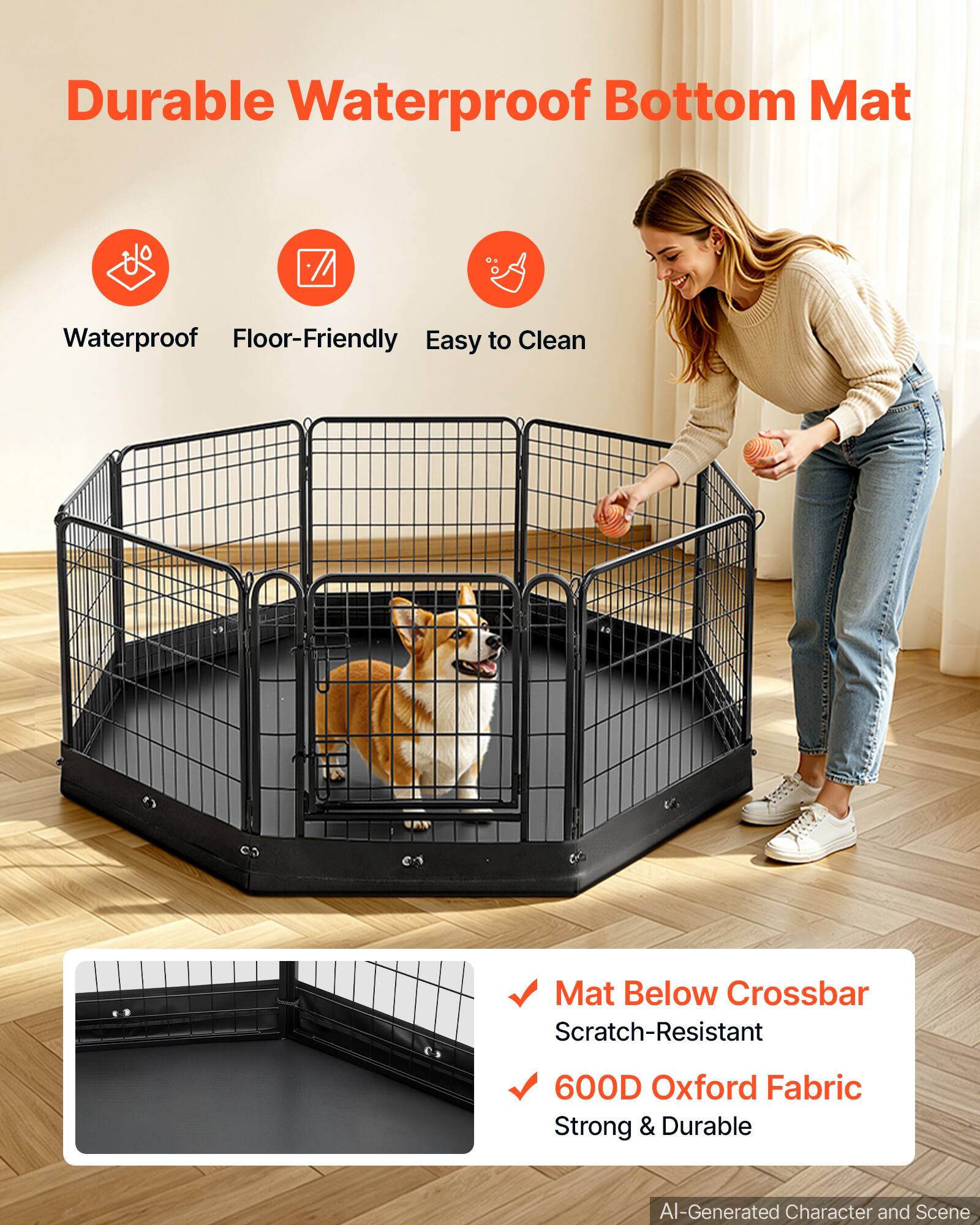 Durable Waterproof Bottom Mat Waterproof Floor-Friendly Easy to Clean Mat Below Crossbar Scratch-Resistant 600D Oxford Fabric Strong & Durable AI-Generated Character and Scene