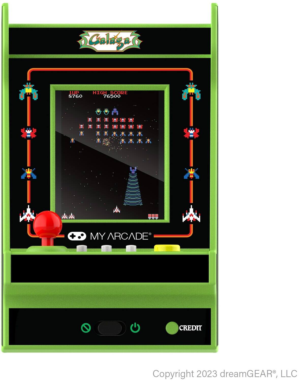Galaga  
1UP S760  
HIGH SCORE 76500  
MY ARCADE CREDIT  
Copyright 2023 dreamGEAR, LLC