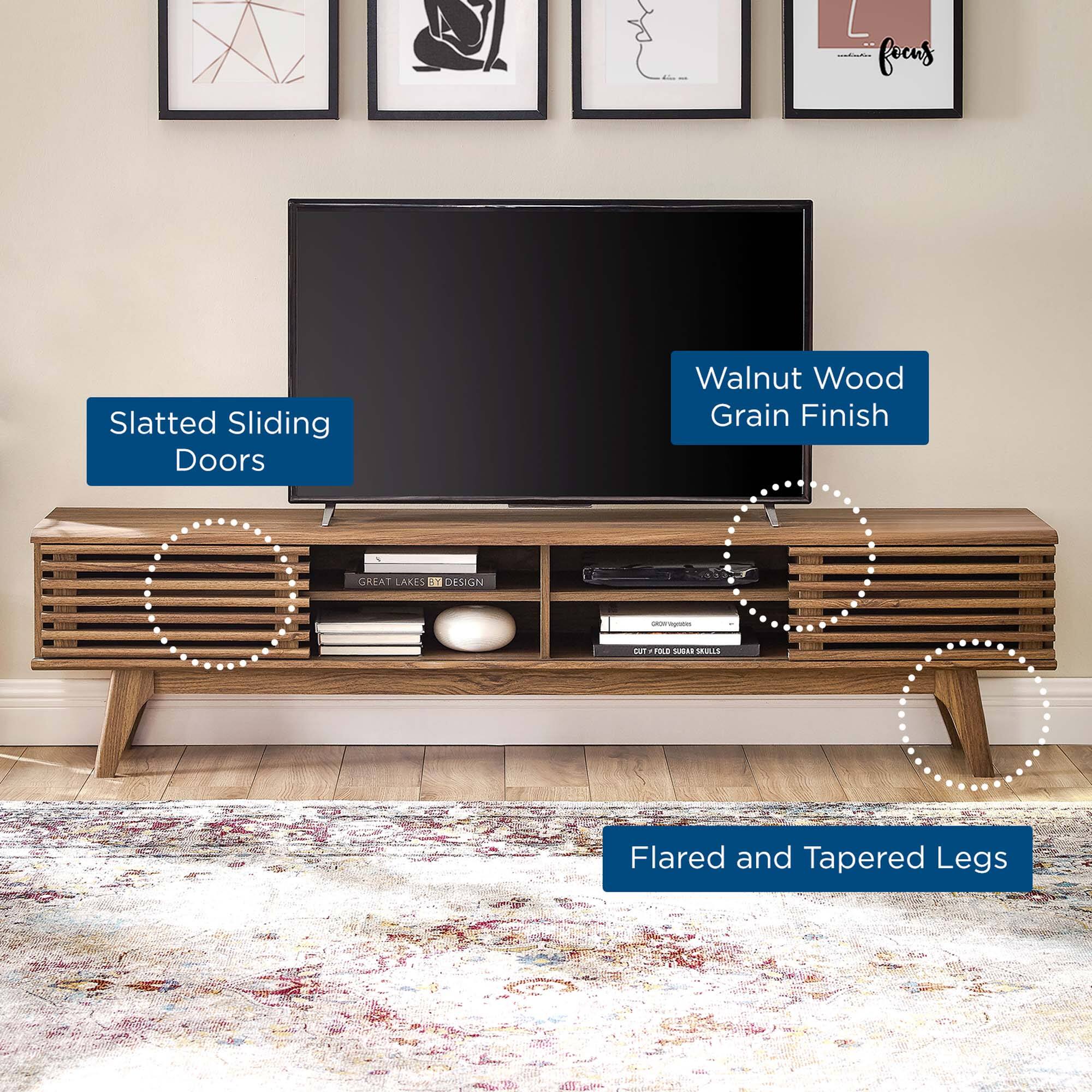 Slatted Sliding Doors  
Walnut Wood Grain Finish  
Flared and Tapered Legs