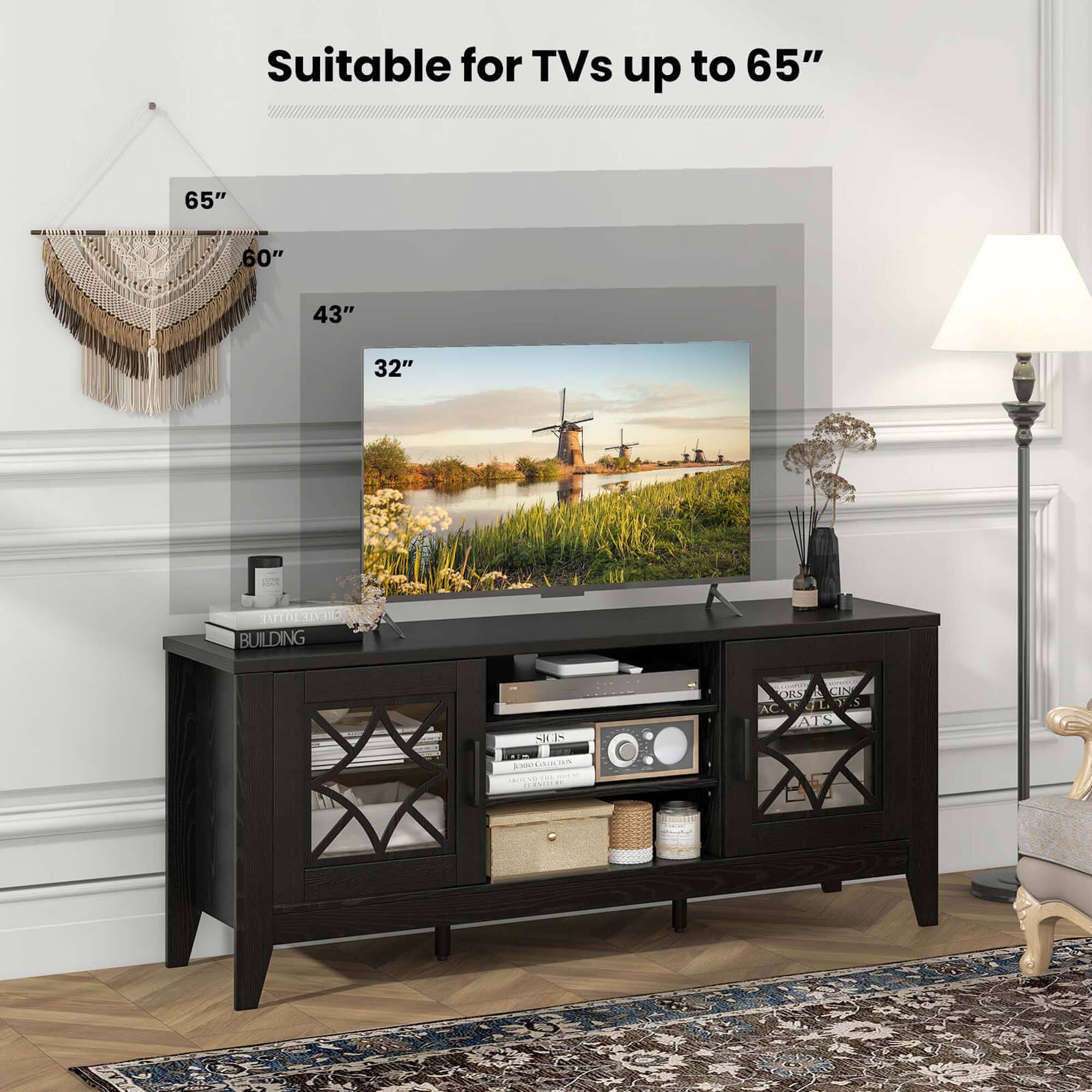 Suitable for TVs up to 65", 60", 43", and 32".