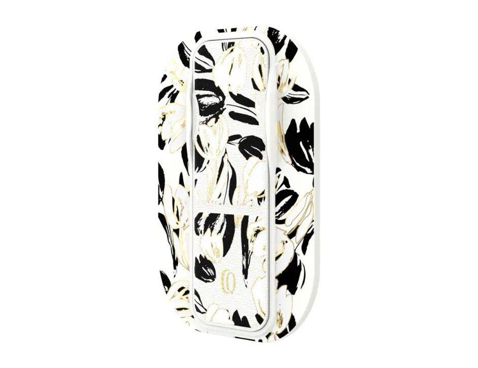 Front. CLCKR - Clckr Magsafe Carson & Quinn Phone Grip | Color: Black with White Tulips - Black with White Tulips.