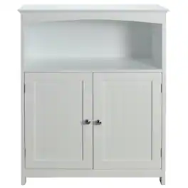Redmon - Double Door Bathroom Floor Cabinet with Open Shelf Storage - White