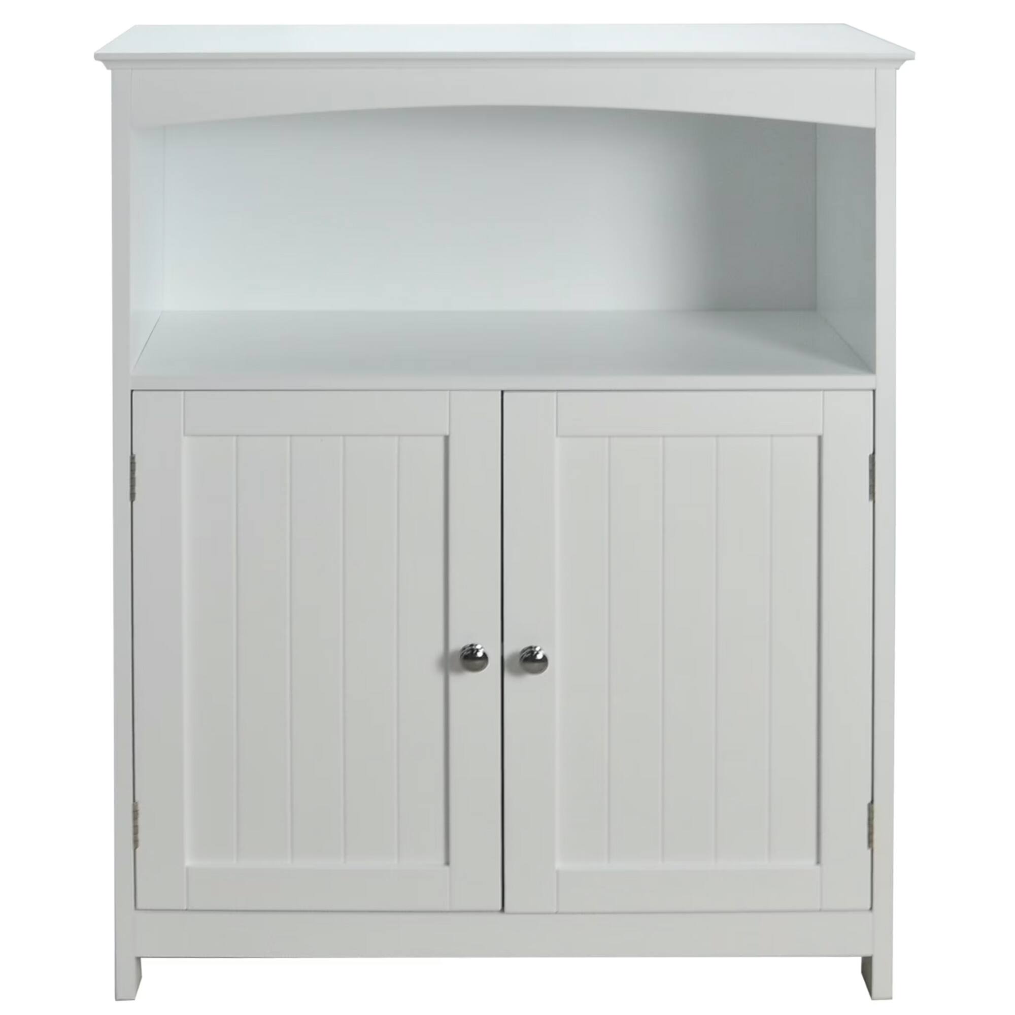Front. Redmon - Redmon Double Door Bathroom Floor Cabinet with Open Shelf Storage, White - White.