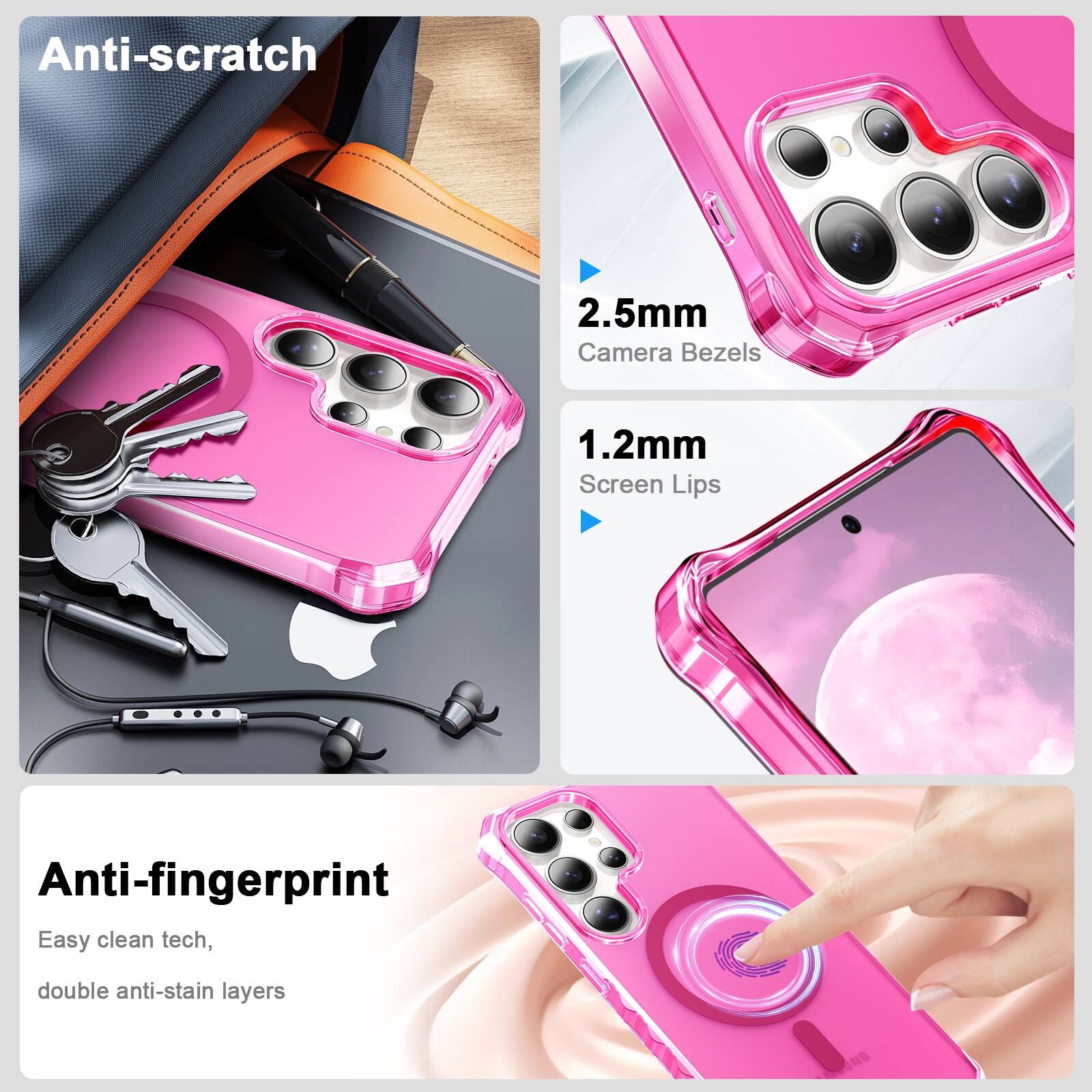 Anti-scratch

2.5mm Camera Bezels

1.2mm Screen Lips

Anti-fingerprint
Easy clean tech, double anti-stain layers