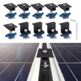 Unique Bargains - Solar Panel Mounting Set, 6 Mid & 4 End Clamps for 35mm Panel Thickness for Metal/RV Roof, w/ Wrench - Black