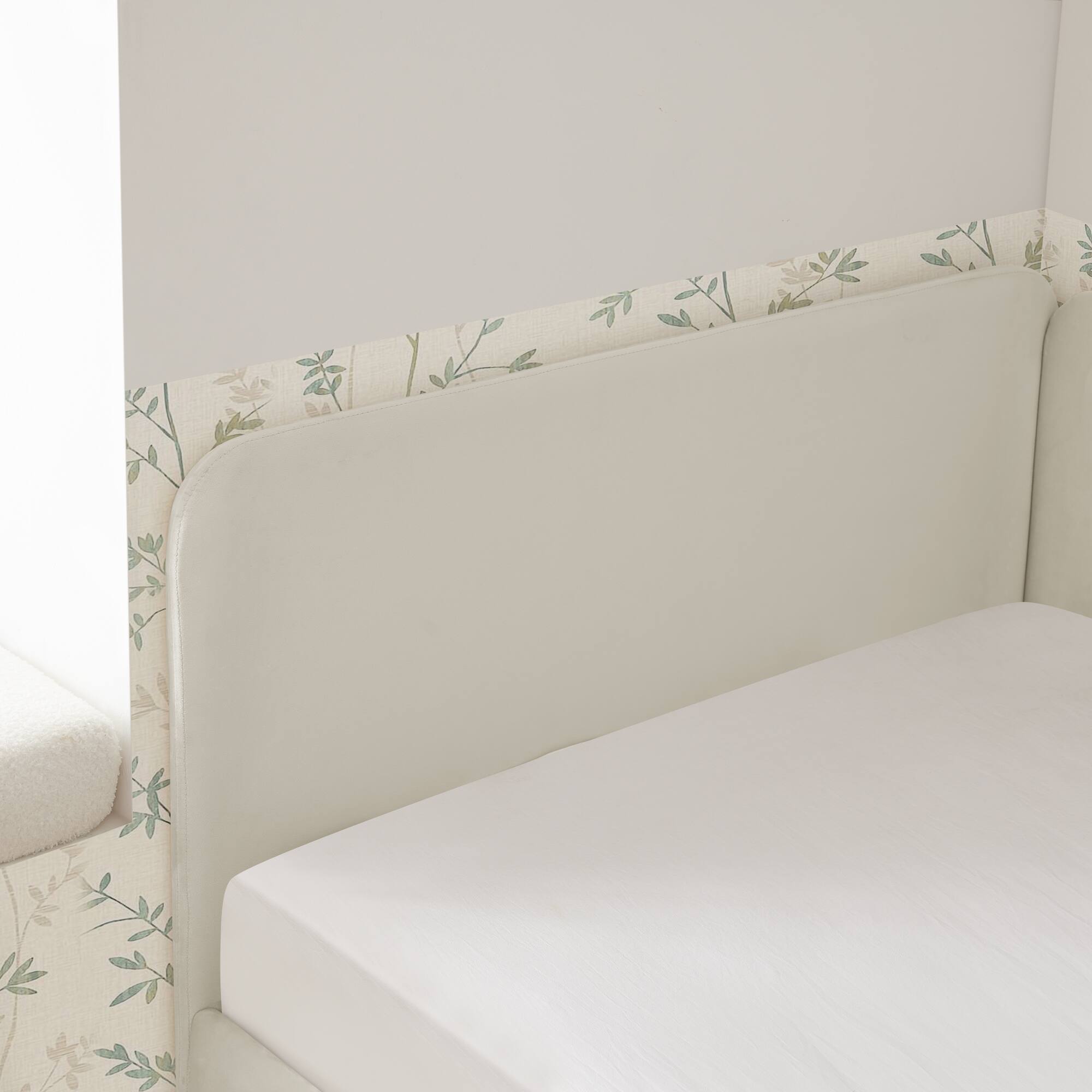 Alt View 2. TinyHomie - Twin Size Upholstered Platform Bed Frame 2 Storage Drawers Adjustable Velvet Sofa Bed Beige - white.