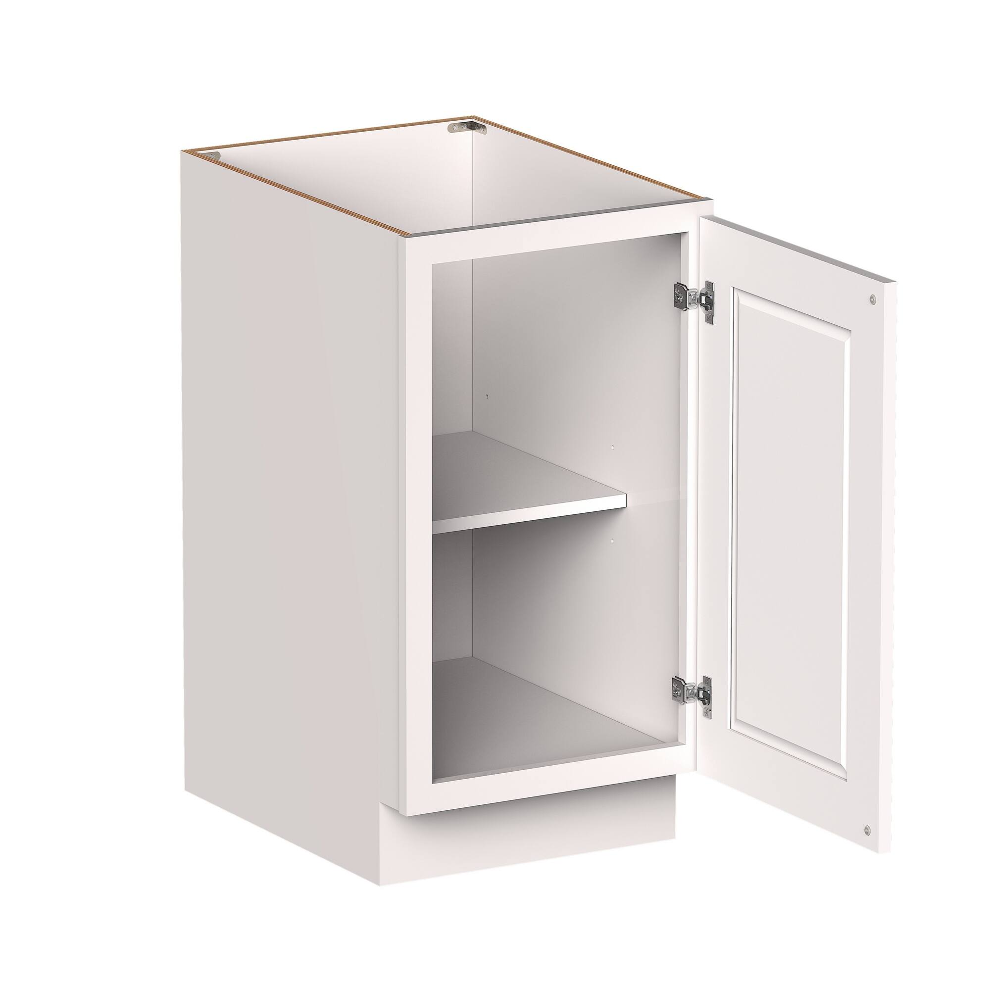 Angle. Boyel Living - 18-in W x 34.5-in H x 24-in D Shaker RTA Kitchen Full Height Door Base Cabinet with Soft-Close - White Shaker.