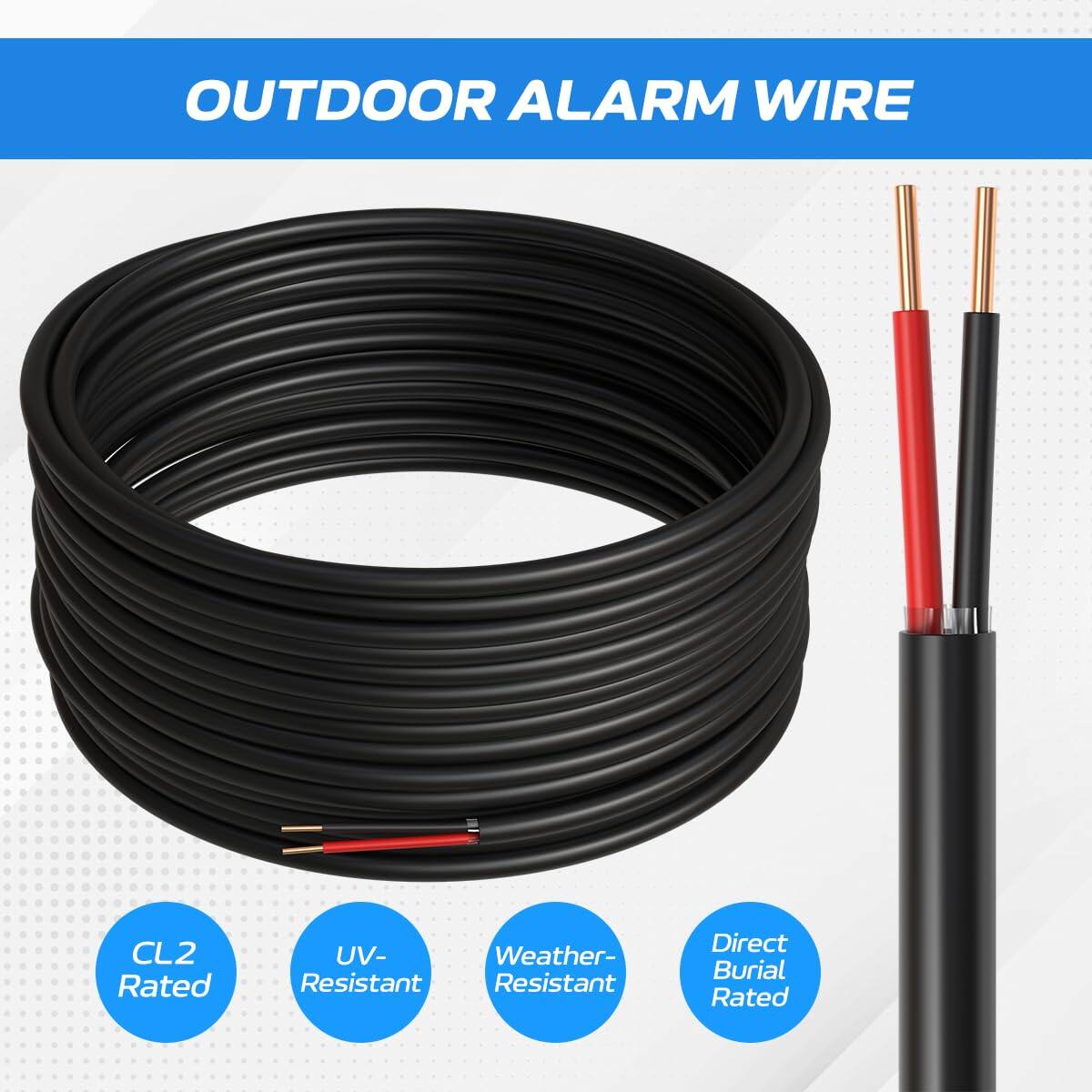 OUTDOOR ALARM WIRE

- CL2 Rated
- UV-Resistant
- Weather-Resistant
- Direct Burial Rated