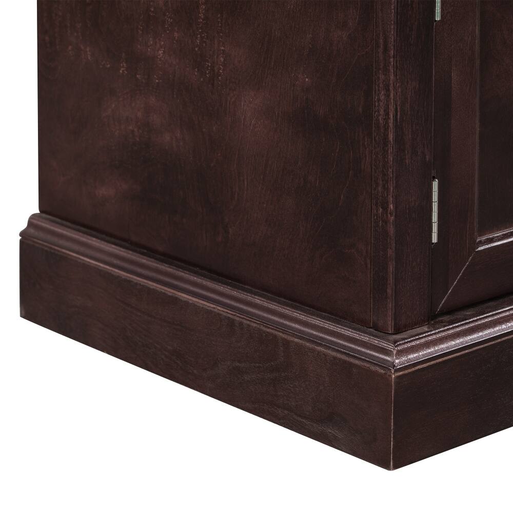 Alt View 6. Ropilly - Ropilly Espresso Storage Bench with Cushion, Entryway Shoe Bench with Drawers and Cabinets, Wood Mudroom Seating - Espresso.