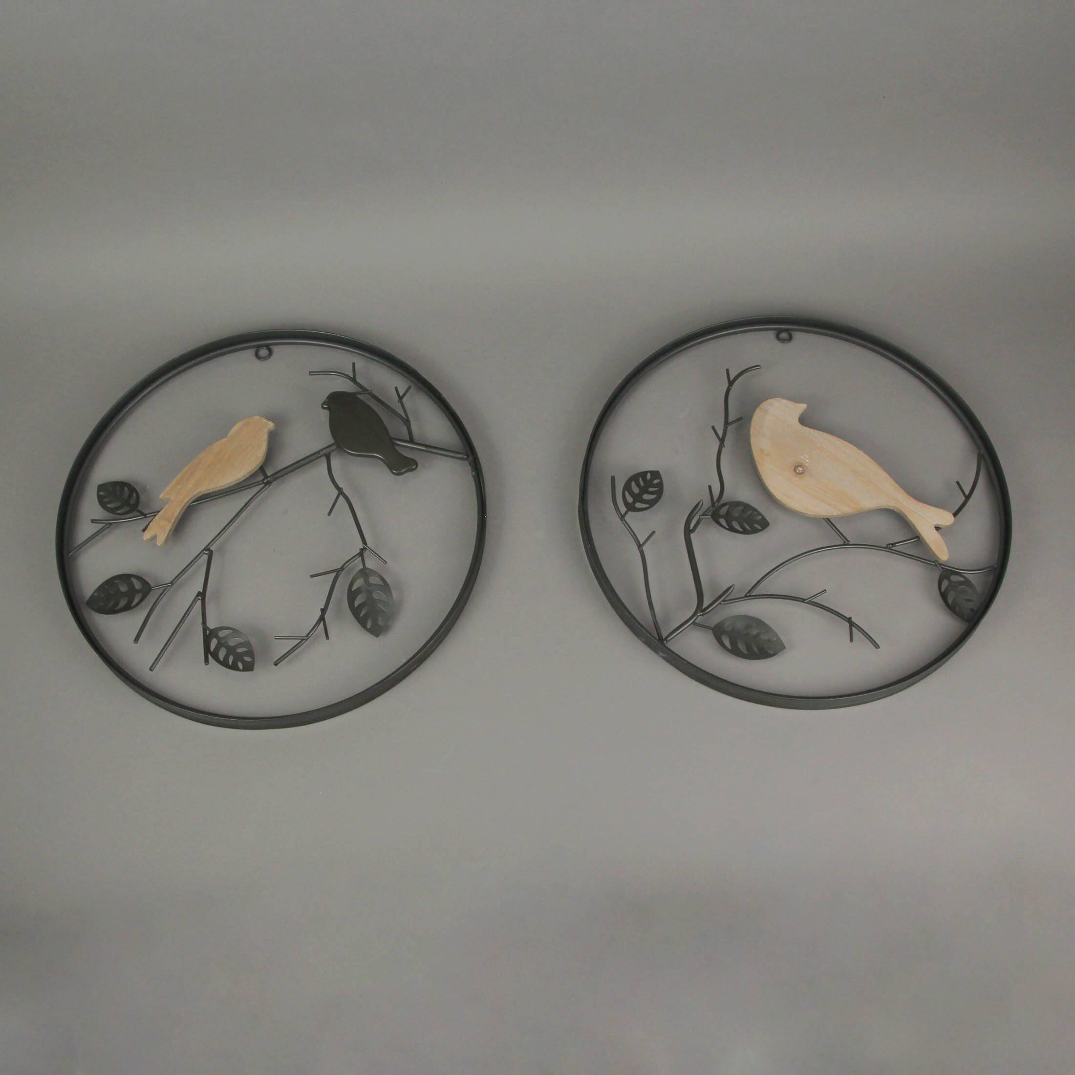 Alt View 3. Special T Imports - 15 in Metal Wood Birds On Branches Wall Hanging Sculpture Home Decor Art Set / 2 - Brown.