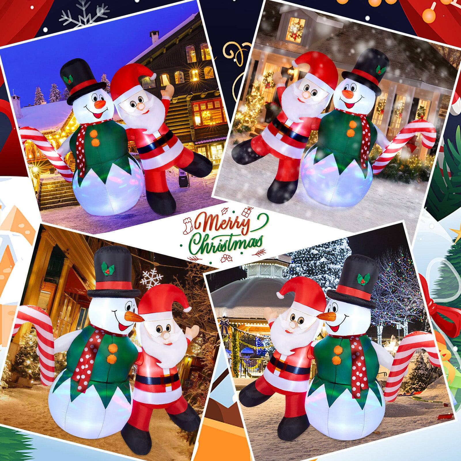 Alt View 9. CAMULAND - 6FT Inflatable Snowman Santa Claus Christmas Decorations - White Red.