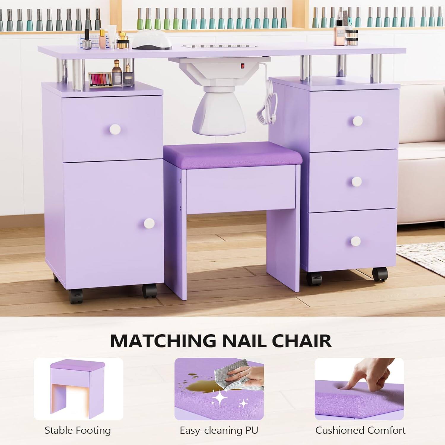 MATCHING NAIL CHAIR

- Stable Footing
- Easy-cleaning PU
- Cushioned Comfort