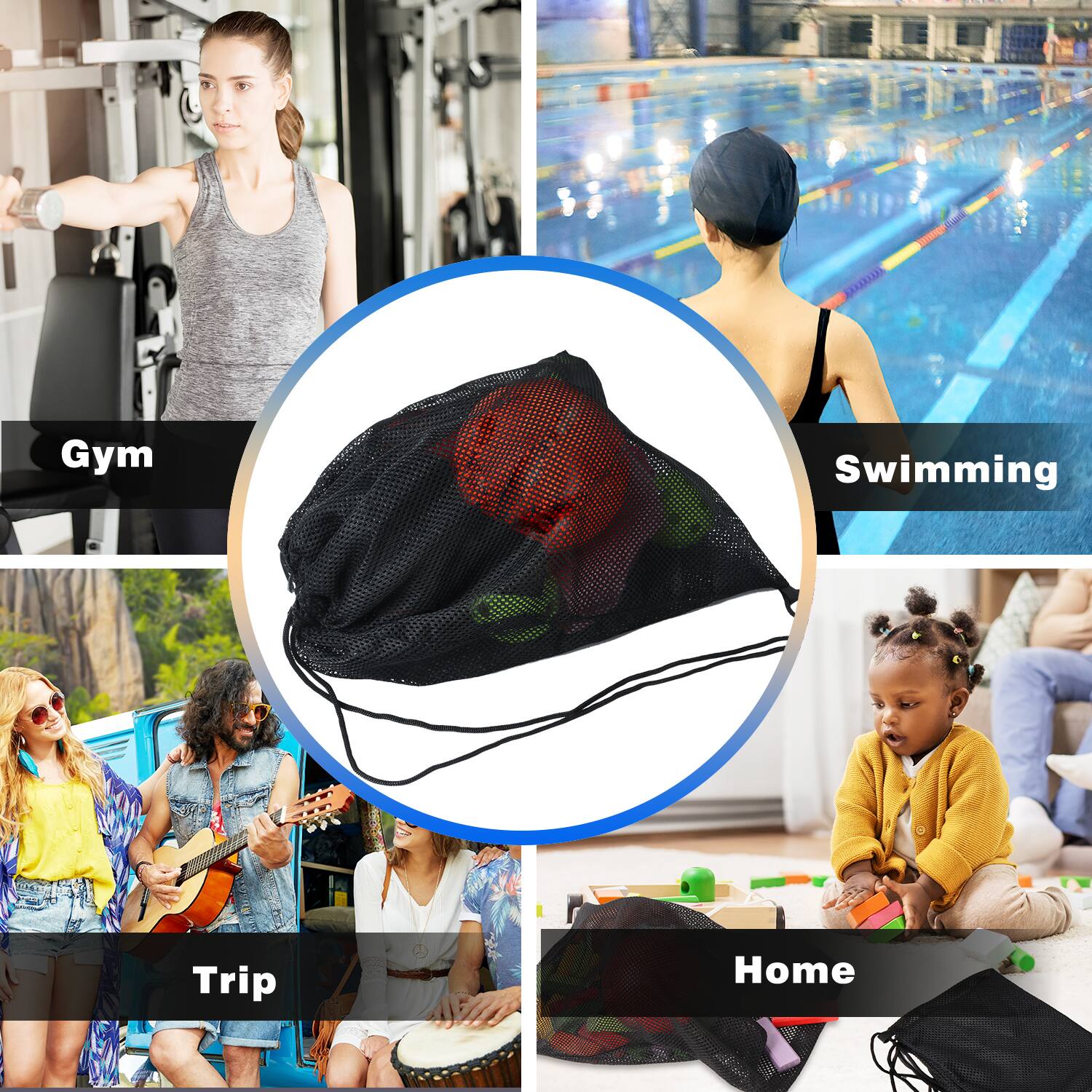 Gym, Swimming, Trip, Home