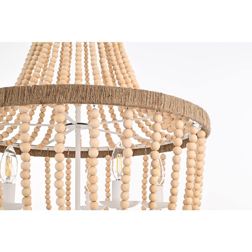 Alt View 2. Living District - Jolie 24 Inch Beaded Pendant In Beige - Beige.