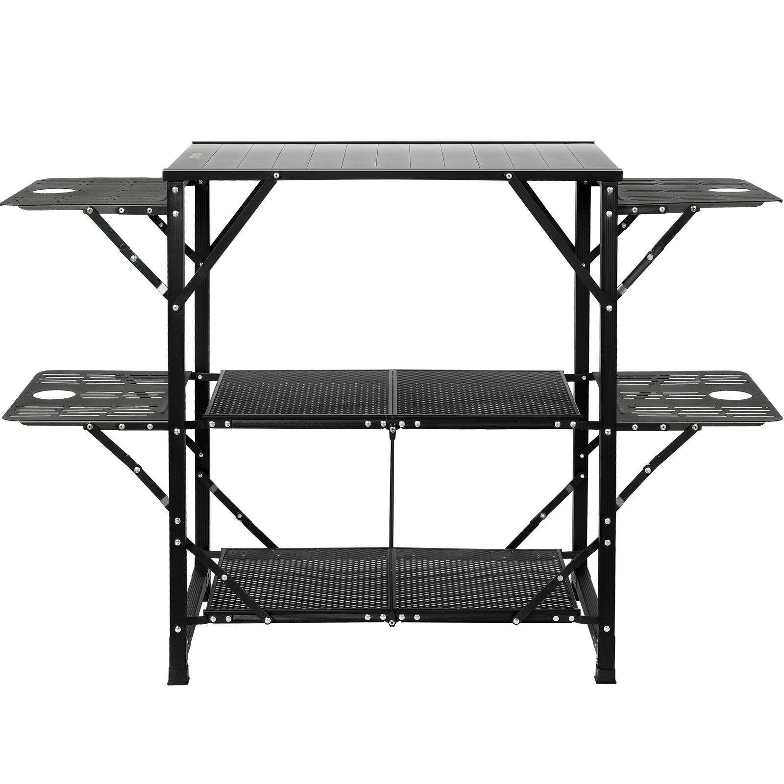 Alt View 5. VEVOR - Camping Kitchen Table, One-piece Folding Portable Cook Station with A Carrying Bag, Aluminum Camping Table - Black.