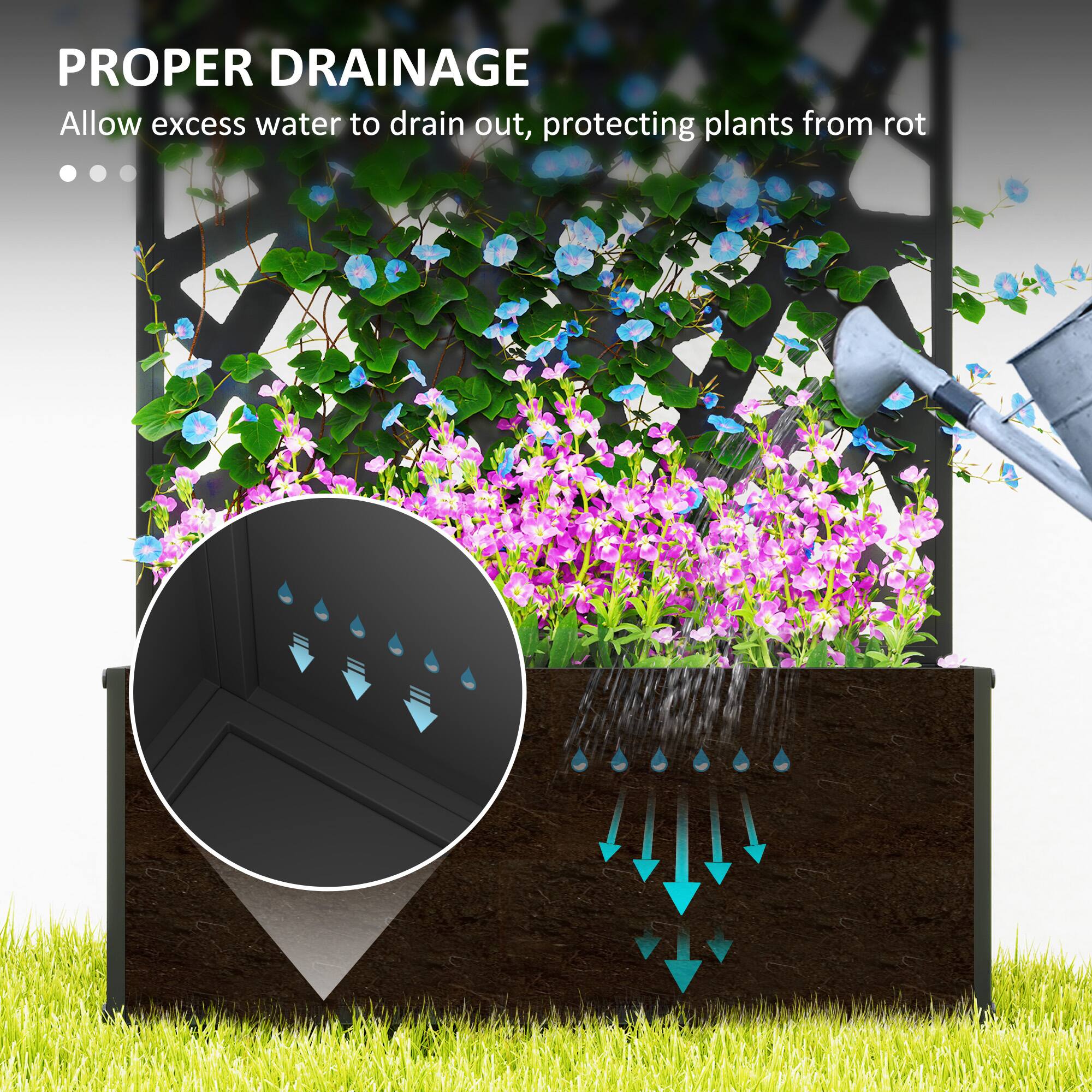 PROPER DRAINAGE
Allow excess water to drain out, protecting plants from rot