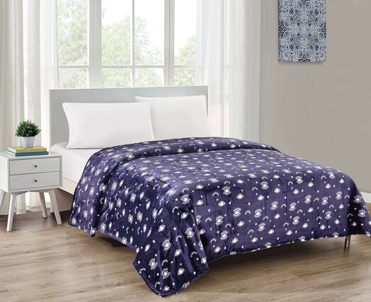Front. Noble House - Noble House Super Plush & Comfy Fleece Open Eye Blanket 90' x 90" - Evil Eye - Evil Eye.