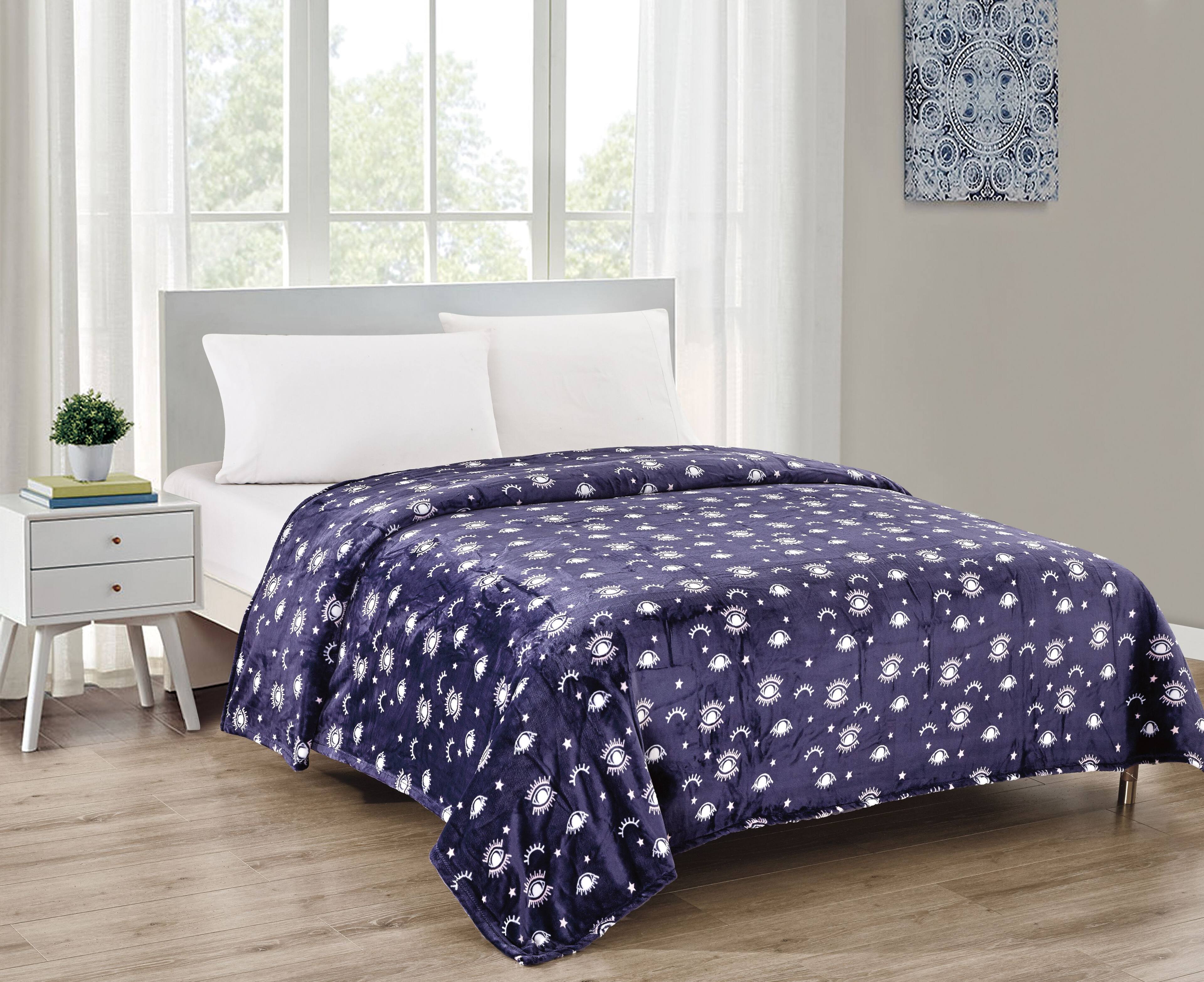 Front. Noble House - Noble House Super Plush & Comfy Fleece Open Eye Blanket 90' x 90" - Evil Eye - Evil Eye.