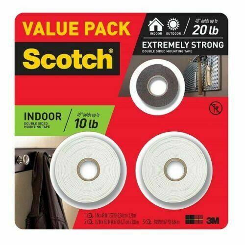 Scotch-Brite - scotch value pack extremely strong double sided mounting tape indoor green/black total 29 ft