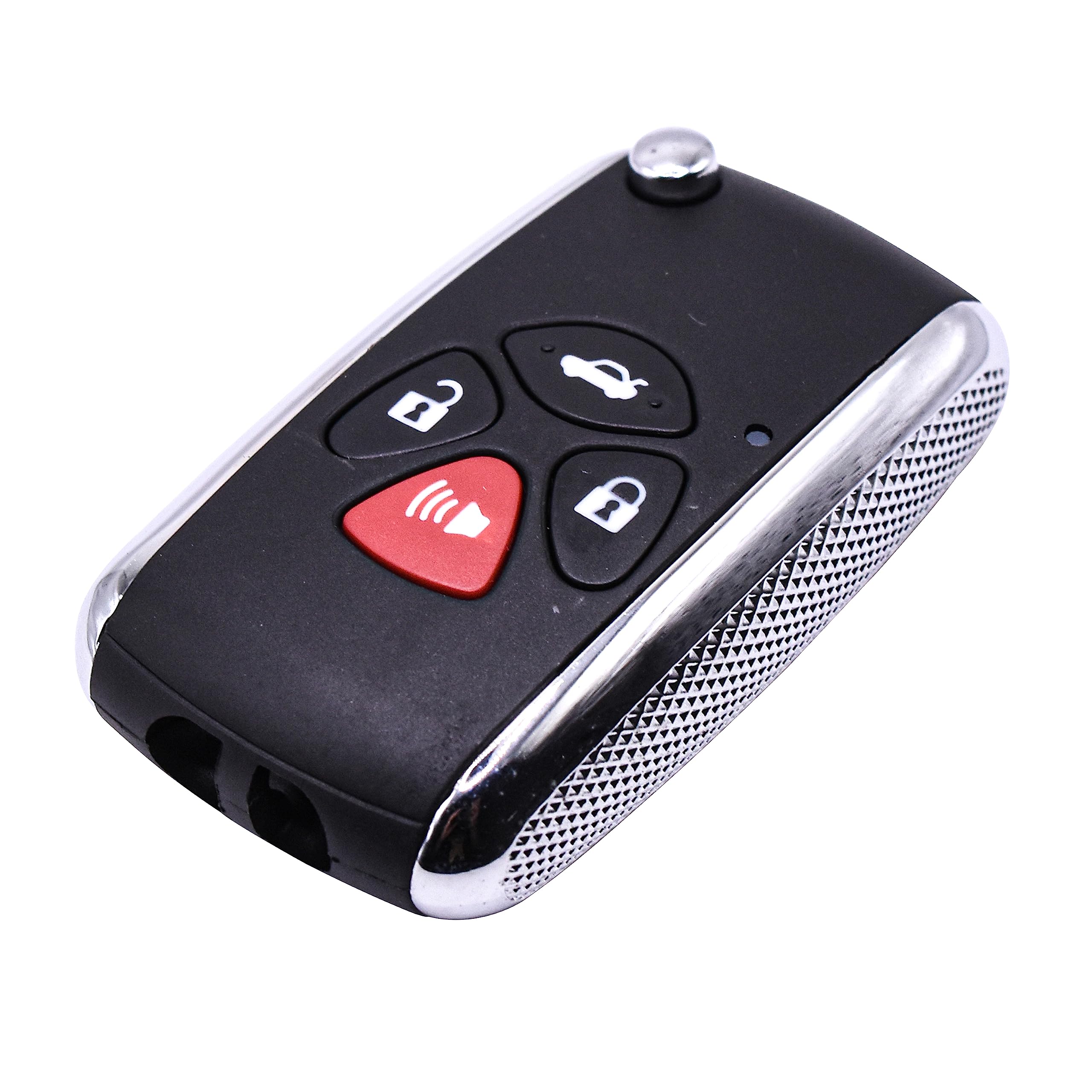 Angle. HQRP - 2-Pack Flip Key Fob Shell Case w/ Uncut Blade, 4-Button Remote Housing for Toyota Camry RAV4 Corolla Avalon - Black.