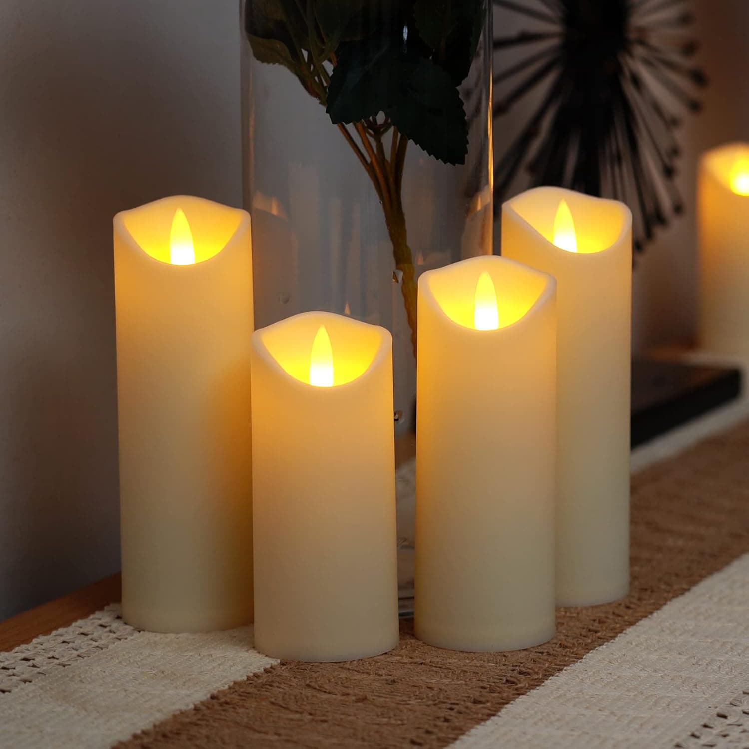 Alt View 3. FINEAK - 9 Pack Ivory Frosted Plastic, Battery-Operated with Remote Timers, Electric Fake - Ivory.