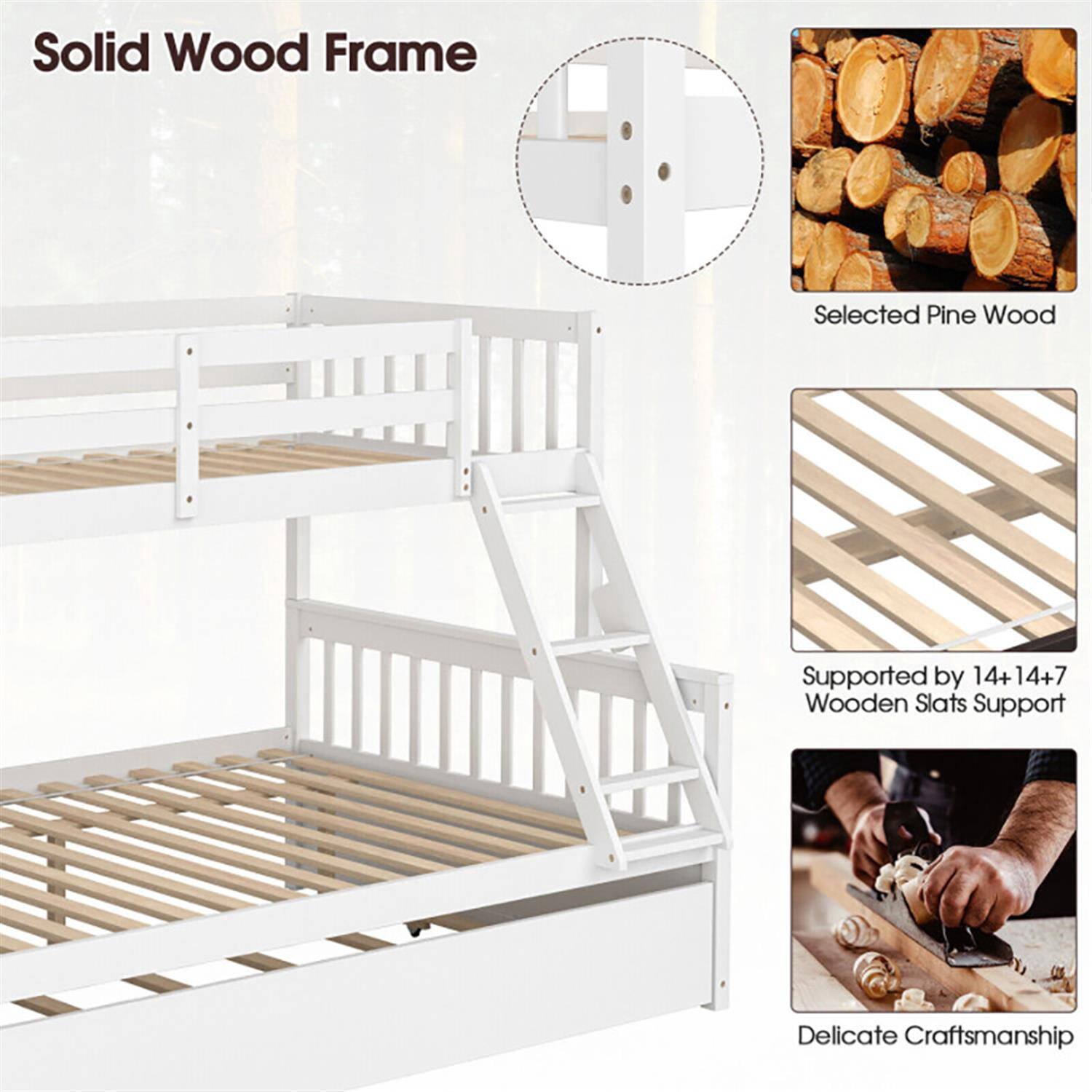 Solid Wood Frame  
Selected Pine Wood  
Supported by 14+14+7 Wooden Slats Support  
Delicate Craftsmanship