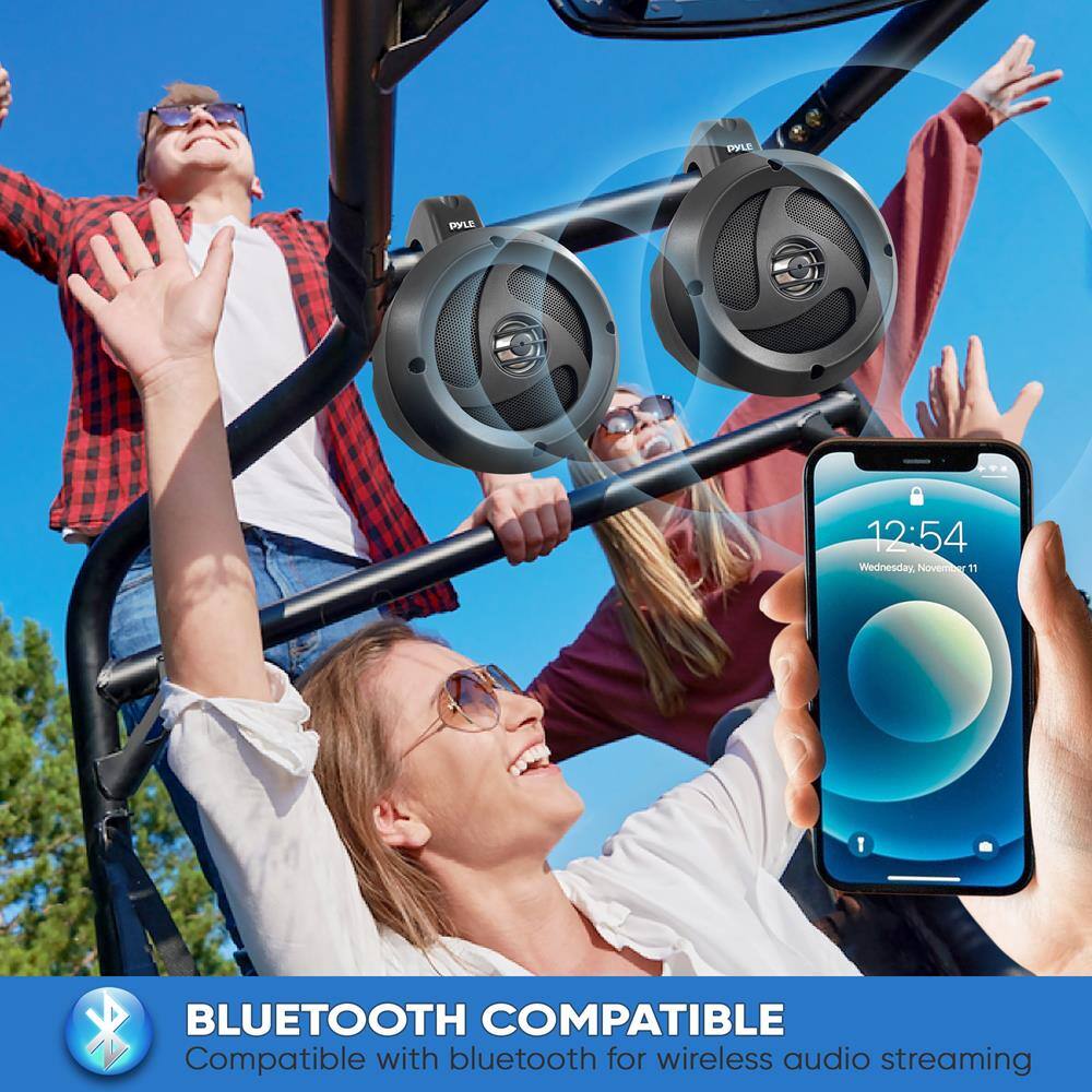 **PYLE**  
12:54 Wednesday, November 11  

**BLUETOOTH COMPATIBLE**  
Compatible with bluetooth for wireless audio streaming