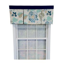 RLF Home - 100% Cotton Samanta Pleated Unlined Windows Rod Pocket Valance 50" x 17" - Blue
