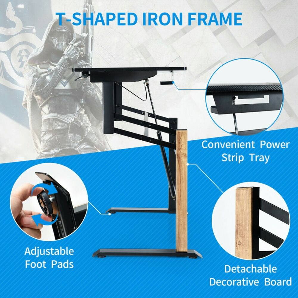 T-SHAPED IRON FRAME  
Convenient Power Strip Tray  
Adjustable Foot Pads  
Detachable Decorative Board