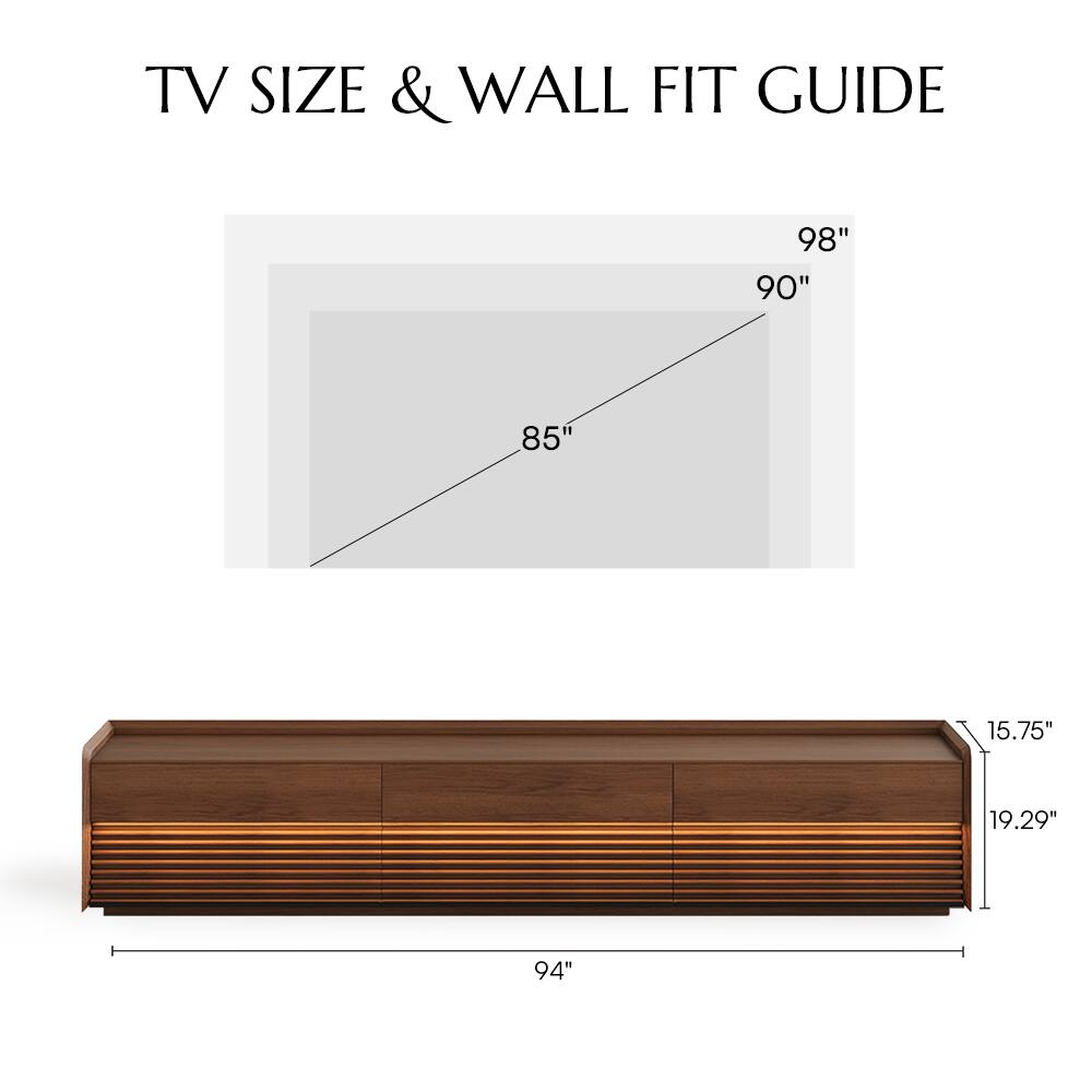 TV SIZE & WALL FIT GUIDE

98"  
90"  
85"  

94"  
15.75"  
19.29"