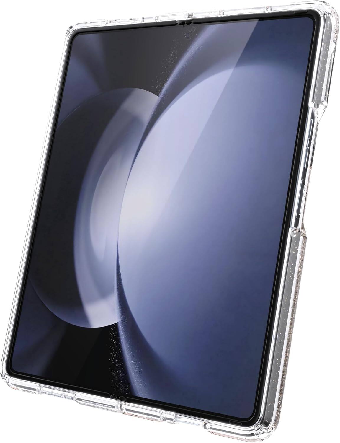 Left. Speck - Speck Presidio Perfect-Clear Fold With Glitter Case - Samsung Galaxy Z Fold5 - Clear/Gold Glitter.