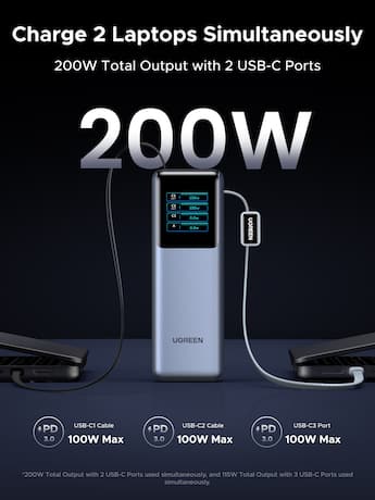 UGREEN Nexode 200W 25,000mAh Power Bank with 2 Built in Cables UGREEN Nexode 200W 25,000mAh Power Bank with 2 Built in Cables