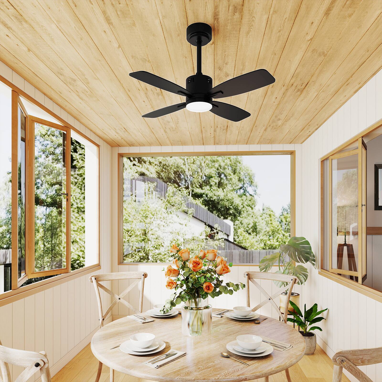 Alt View 1. Gymax - Gymax 42'' Ceiling Fan w/ Light & Remote 3CCT LED w/ Memory & 4H Timer Black - Black.