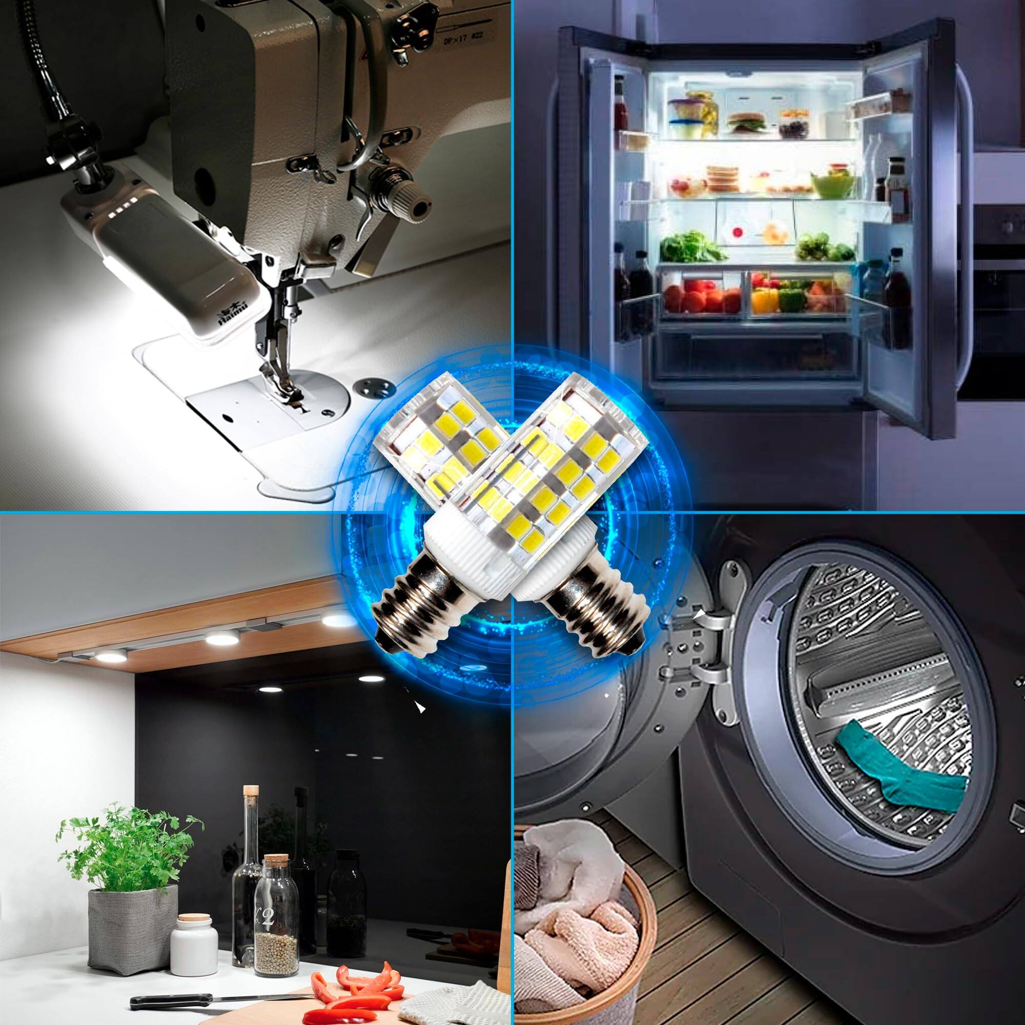 Alt View 2. HQRP - Sewing Machine LED Light Bulb E17 Screw-In 5/8 Base Replaces 195148 8SCW.