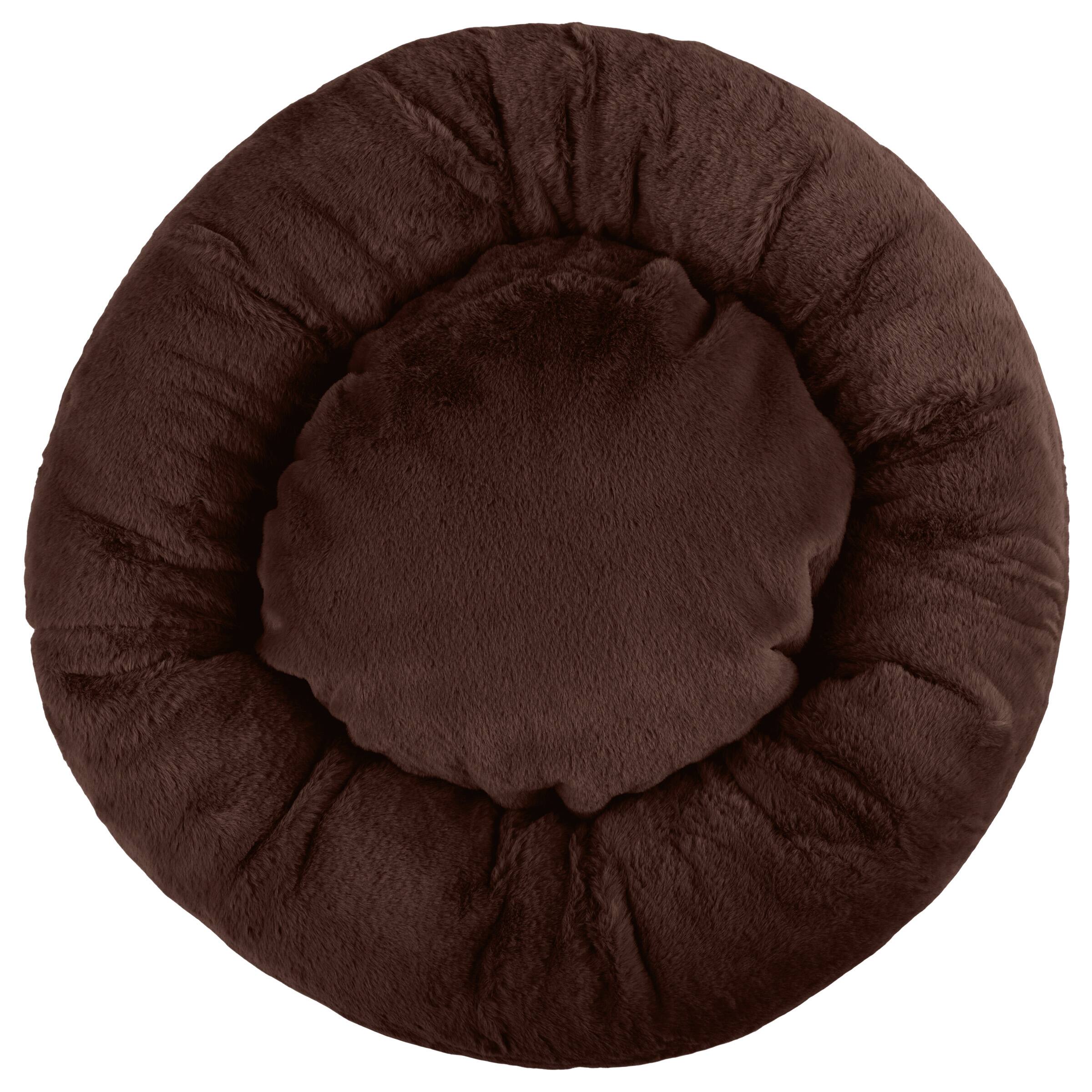 PetMaker - 25in Donut Dog Bed for Small Pets - DarkBrown