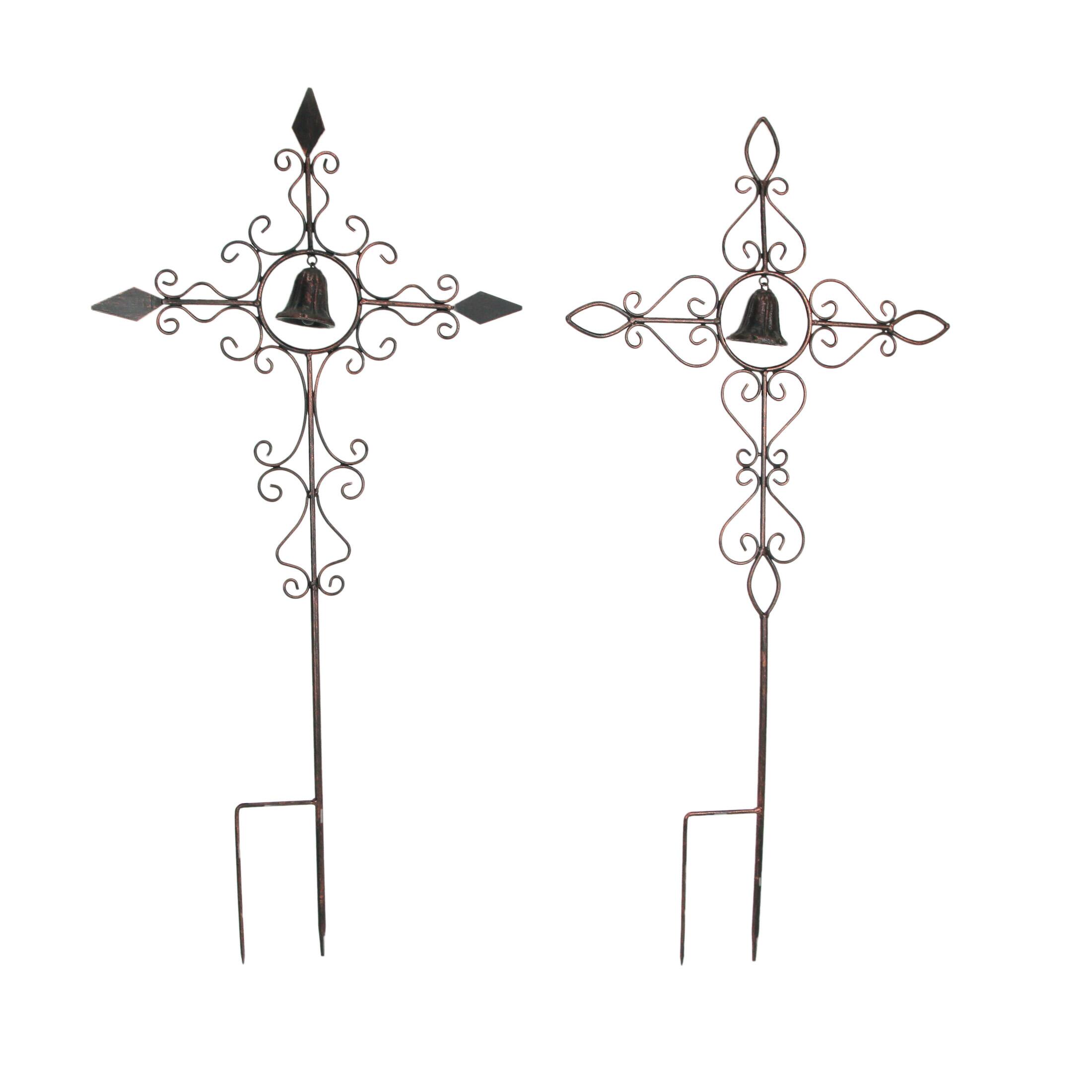 Things2Die4 - Set of 2 Aged Finished Scroll Design Metal Garden Stakes With Wind Bells - Copper price history on PriceWatchPro
