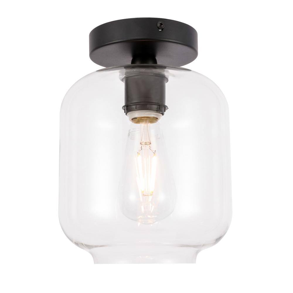 Alt View 8. Living District - Collier 1 light Black and Clear glass Flush mount - Black And Clear Glass.