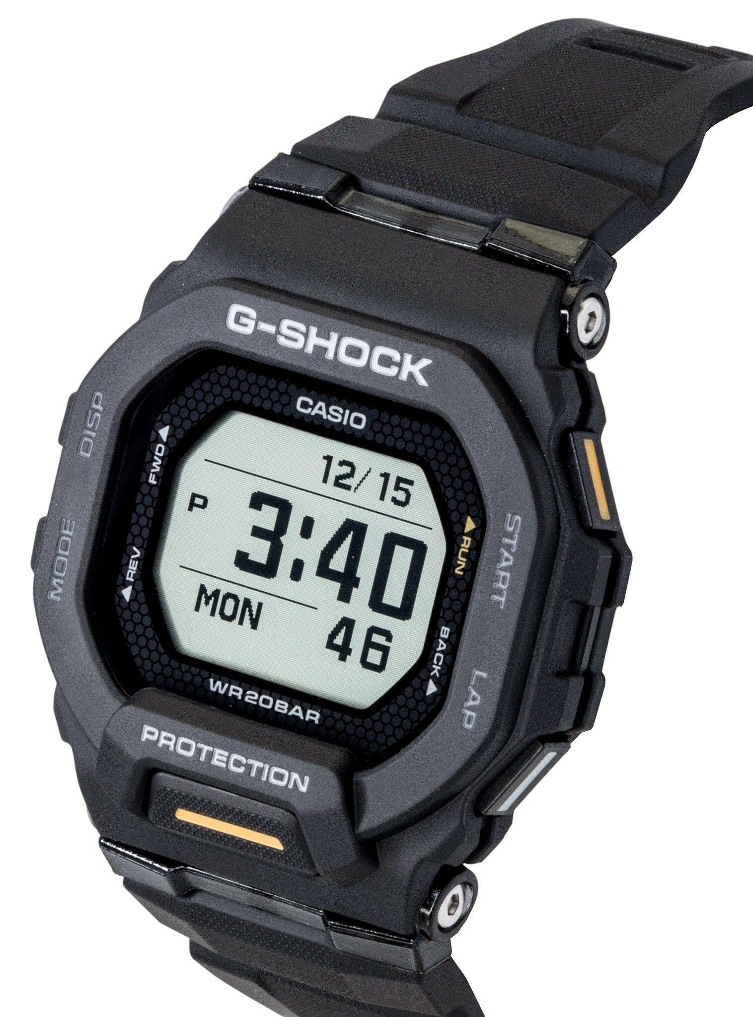 G-SHOCK CASIO  
12/15  
3:40  
MON 46  
WR20BAR  
PROTECTION  
DISP FWD P REV MODE  
START RUN BACK LAP