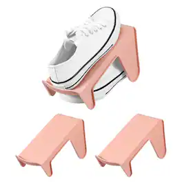 Unique Bargains - Shoe Slot Organizer 2pcs, 9.8x4.3x5.5 Inch Shoe Stacker Double Layer 50% Space Saver for Storage Closet Rack - Pink