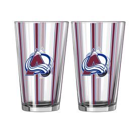 Logo Brands - Colorado Avalanche Two-Piece 16oz. Striped Pint Glass Set - Multicolor