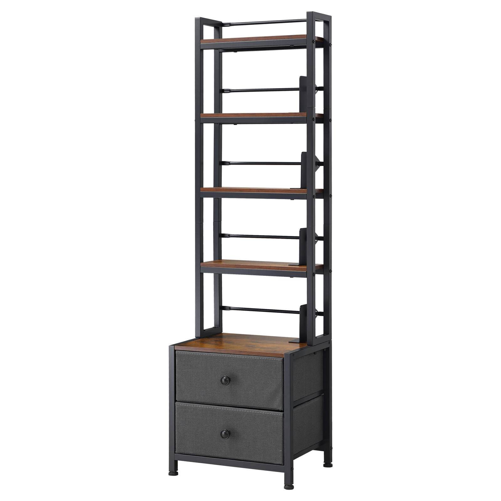 Alt View 5. VEVOR - Media Storage Cabinet, 4-Shelf DVD Shelf Organizer with Drawers, 15.75 x 11.81 x 56.50 in Multimedia Storage Organizer - Black.