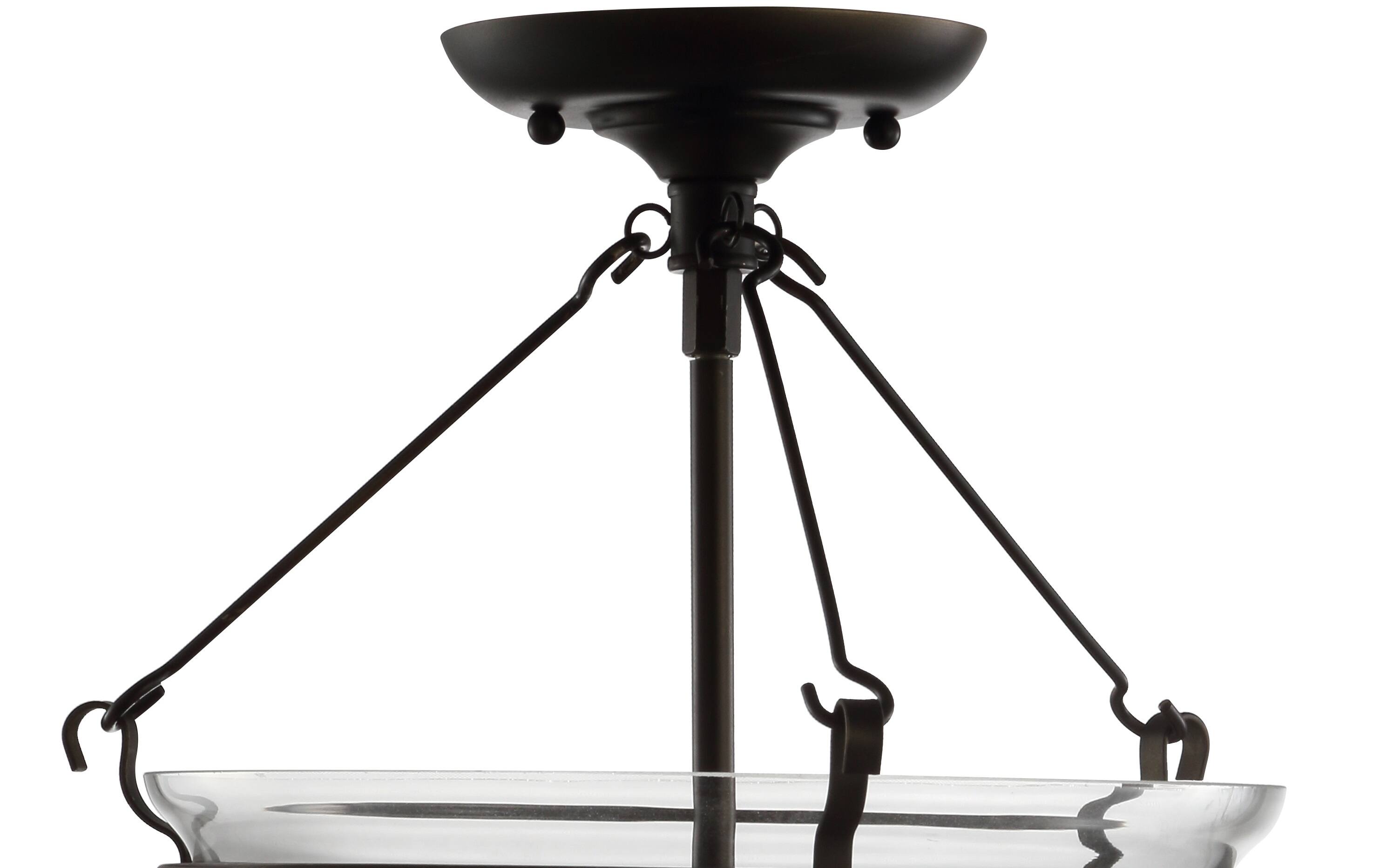 Alt View 4. Jonathan Y - Charlotte 14.5" Metal/Glass LED Semi-Flush Mount, Oil Rubbed Bronze - Oil Rubbed Bronze.