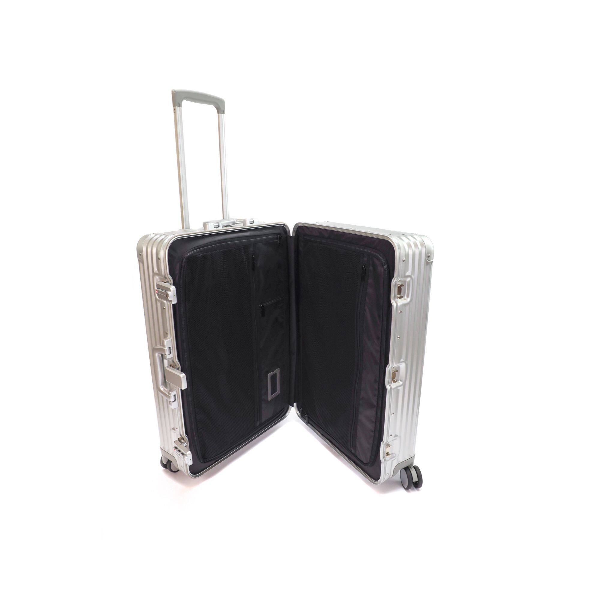 Left. Vingarde Valise - Aluminum 12 Bottle Wine Travel Case - Silver.