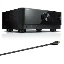 Yamaha - RX-V4 5.2 Channel AV Receiver with Sanus Ultra High Speed 8K 6.56 ft. HDMI 2.1 Cable - Black