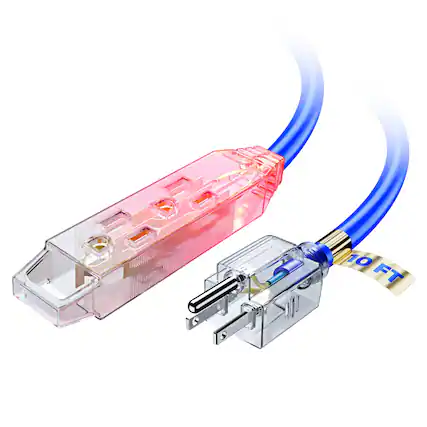 Front. Maximm - Extension Cord 10 ft, Extension Cord with Multiple Outlets and Lit Ends,16 Gauge ETL Listed - Blue.