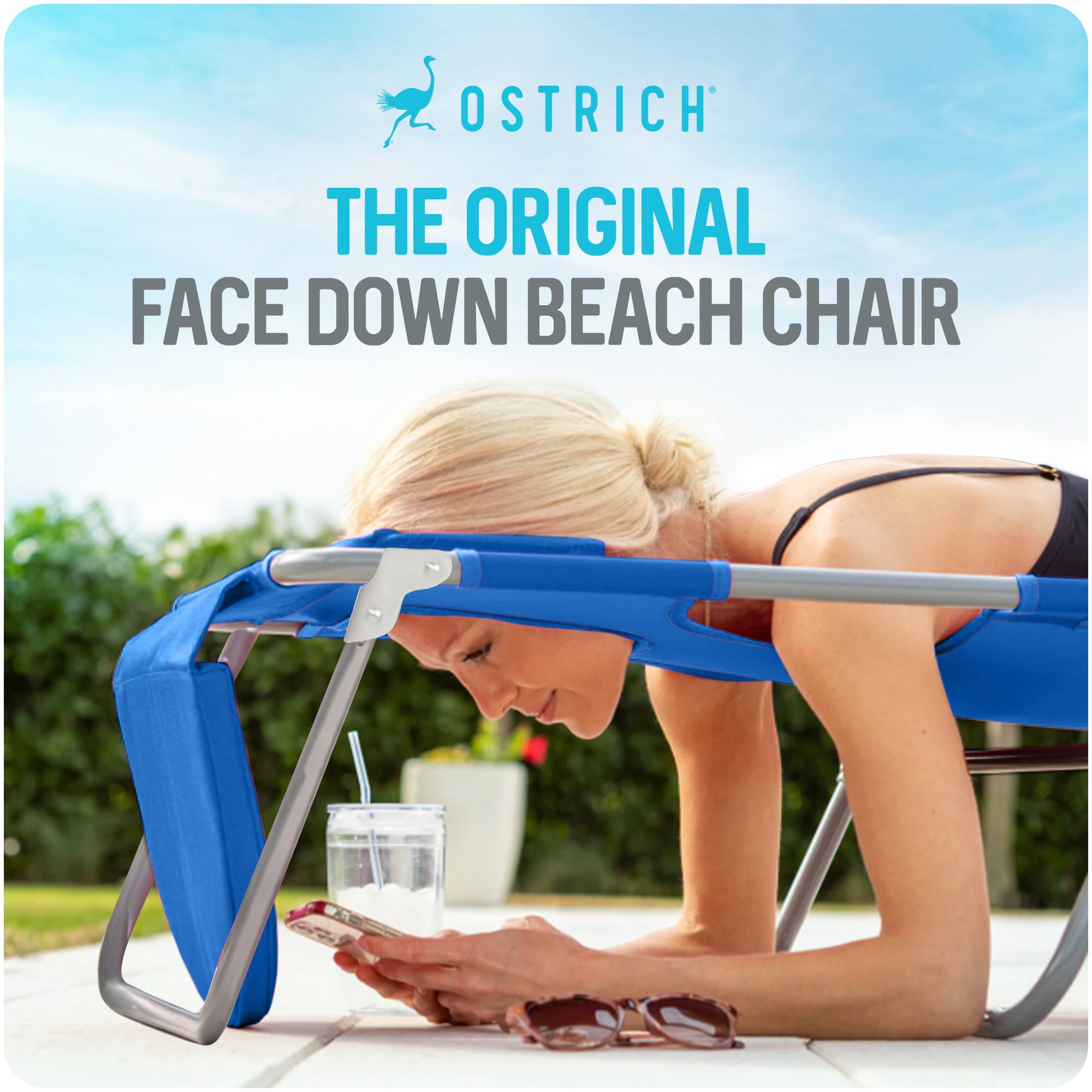 OSTRICH  
THE ORIGINAL  
FACE DOWN BEACH CHAIR
