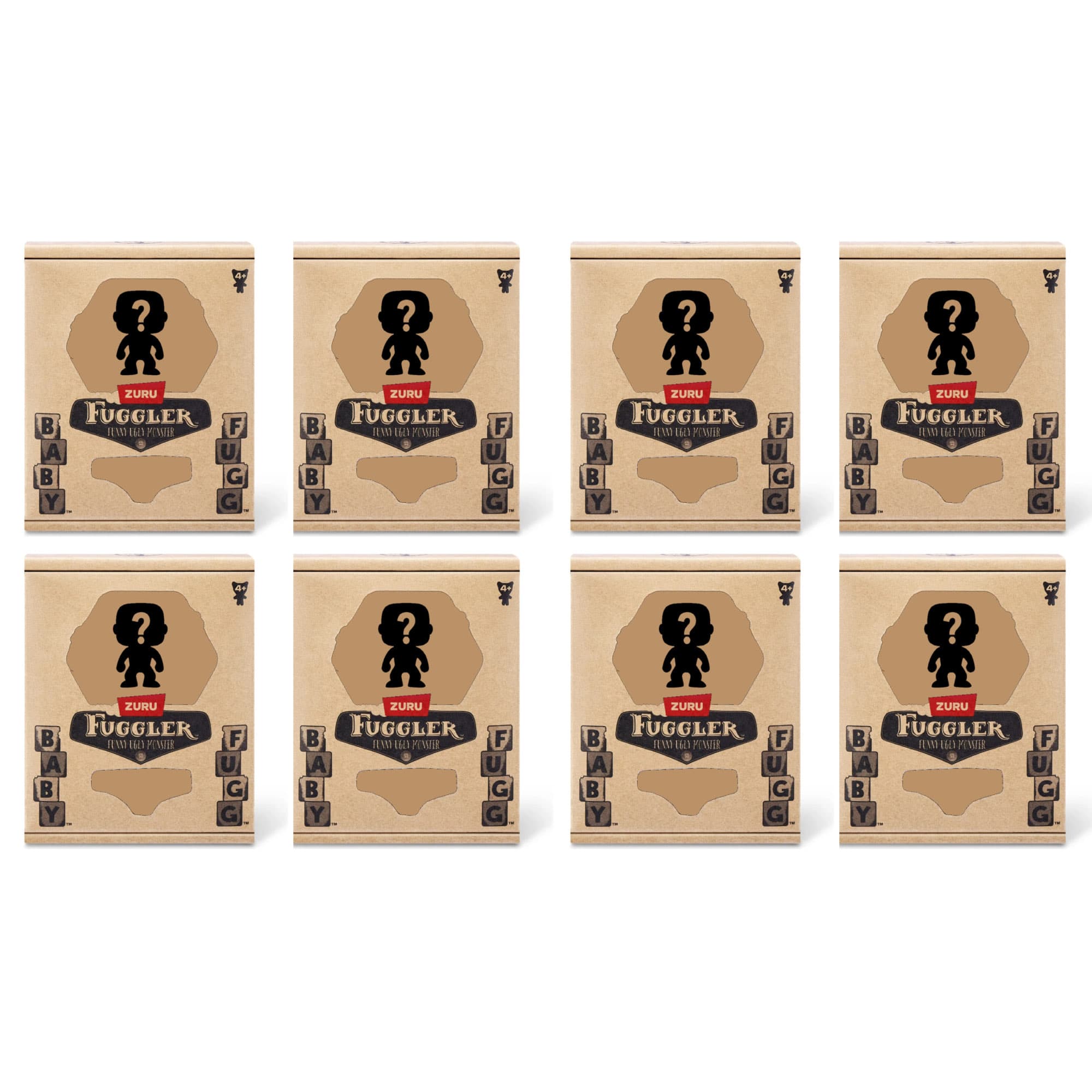 Pack of 8 Zuru Fuggler Baby Fugg 3.5 Inch Plush Toy Mystery Random Assortment - Black