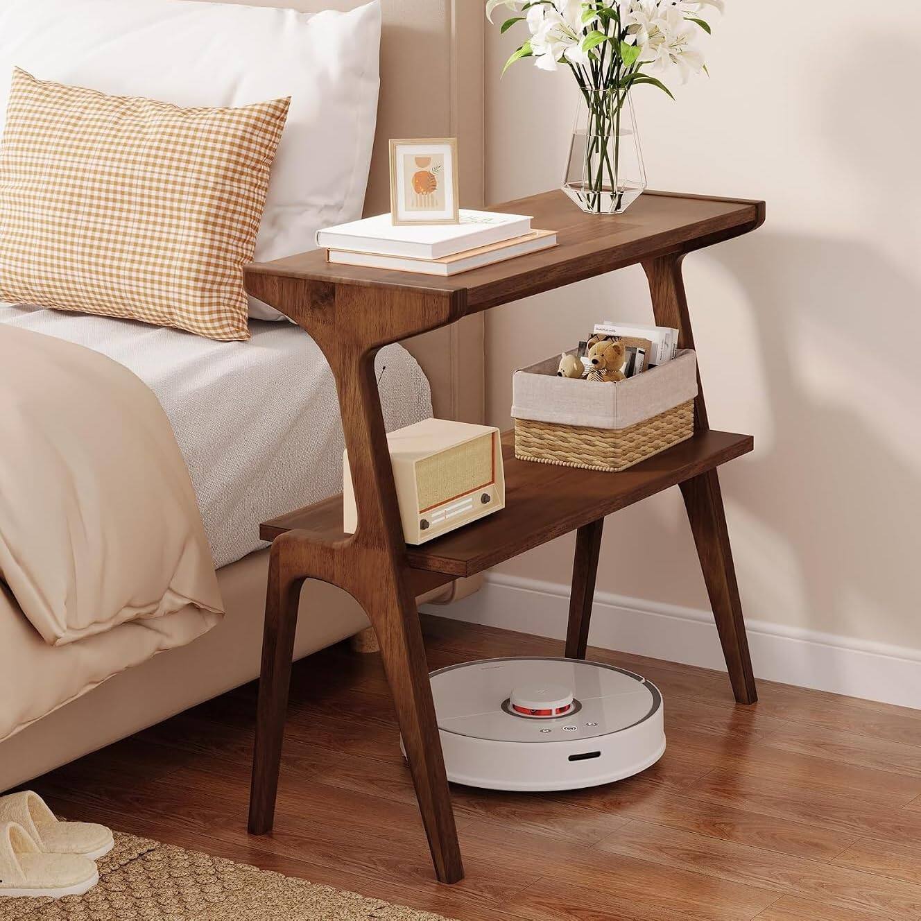 Tribesigns Solid Wood End Table Rustic Brown - Best Buy